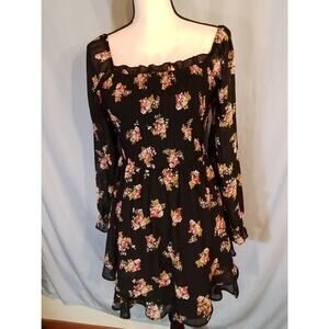 Lily Rose Black Floral Long Sleeve Dress